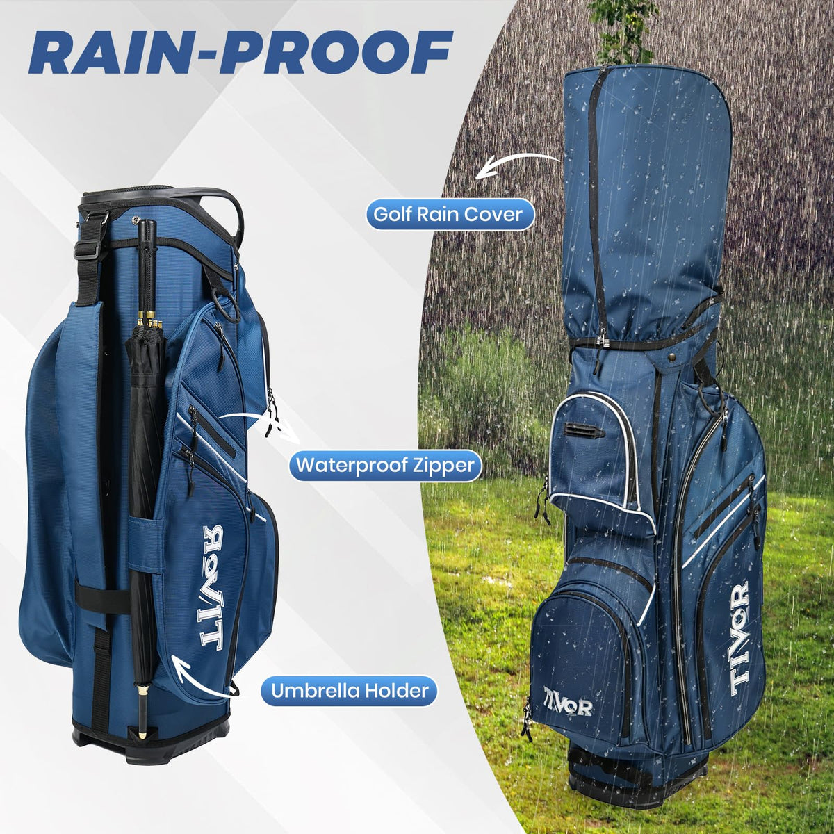 Tivor insulated cooler pocket keeps beverages cold during rounds.