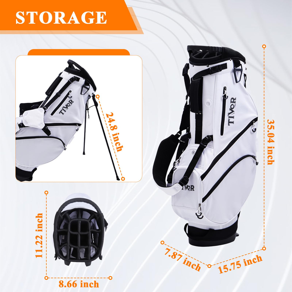 Tivor Golf Stand Bag lightweight design reduces fatigue during long rounds.