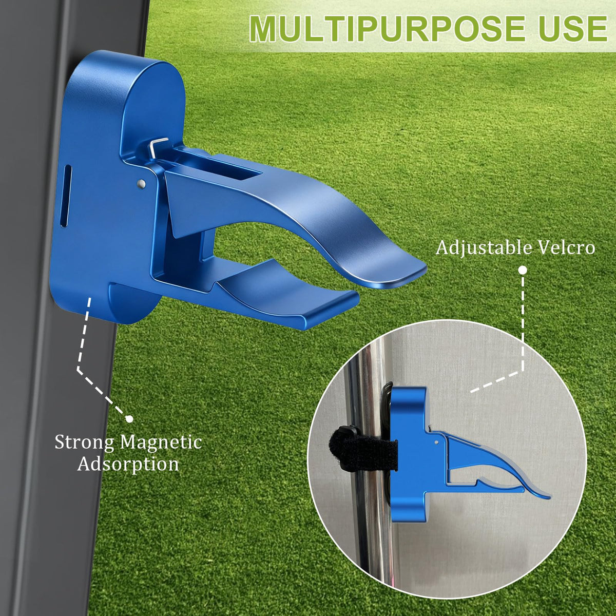 Bottom magnets and clip provide secure mounting for Tivora holder.