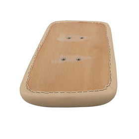 TJHSM Buff Leather seat back, holes aligned, simple securement with included screws.