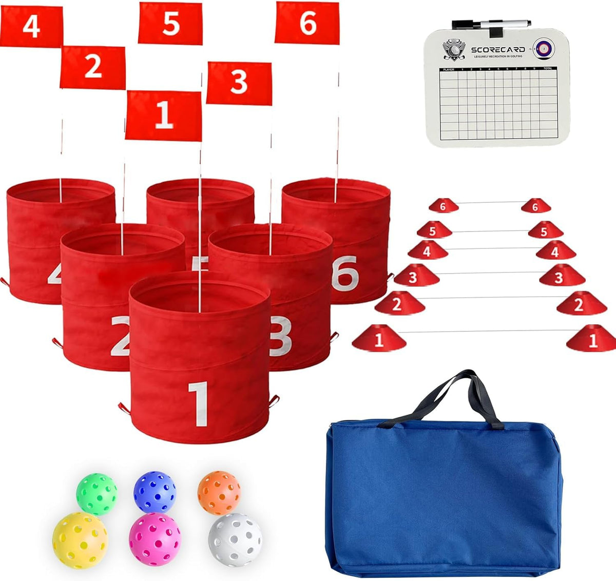 tmlfep Outdoor Golf Bucket 6 Holes: portable backyard challenge for family fun