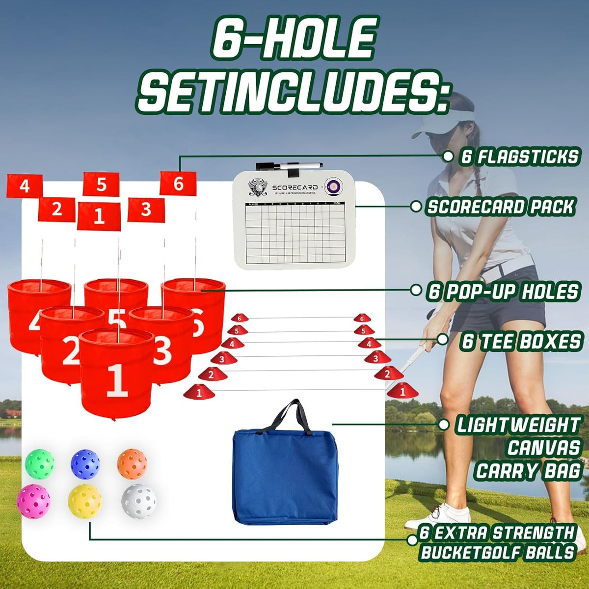 tmlfep Golf Bucket Flag: durable fiberglass pole for long lasting accuracy