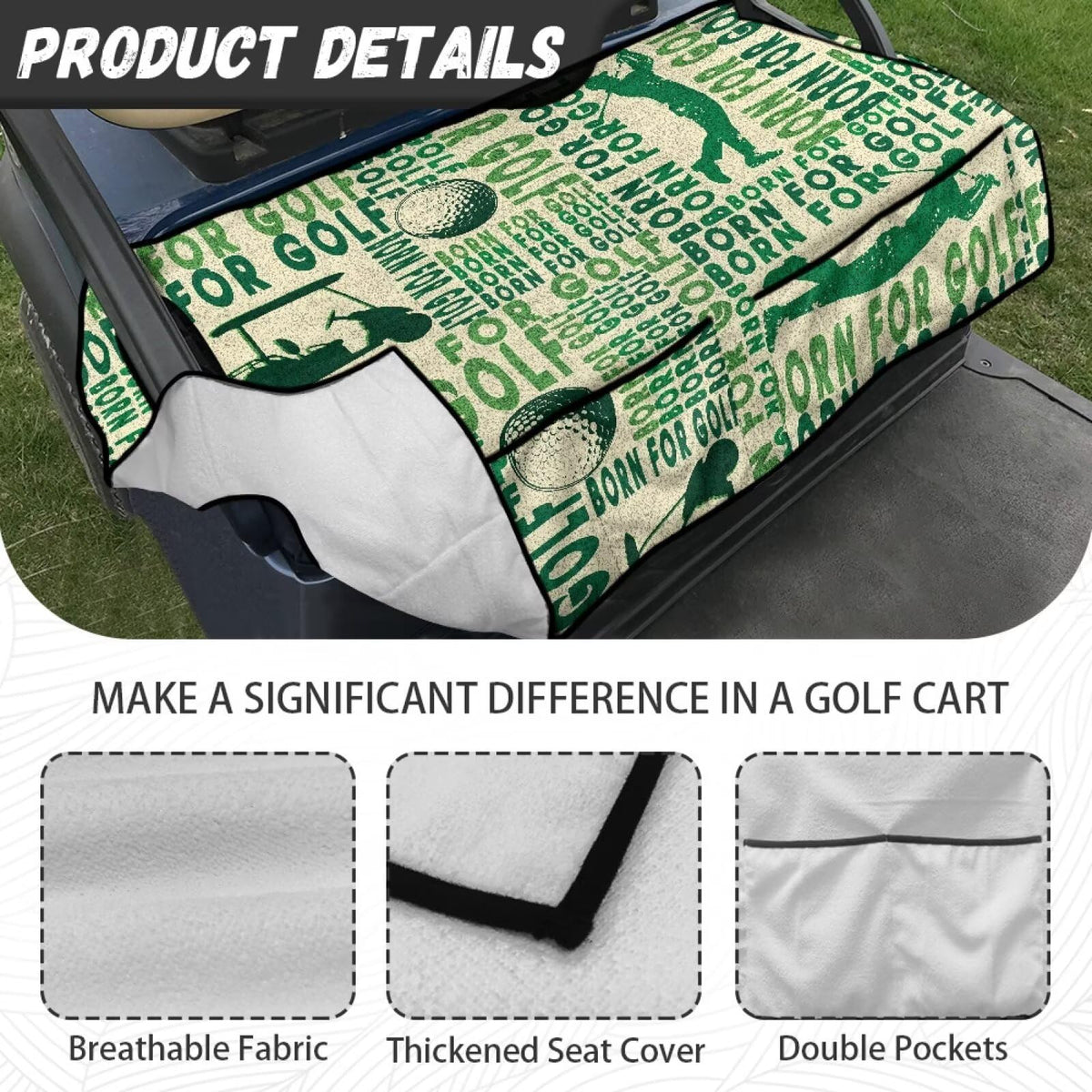 TOADDMOS 52-36-by-32-28-inch cushion fits two-seat carts.