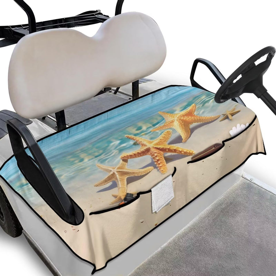 TOADDMOS Beach Starfish seat cover front view showing soft fabric and full coverage