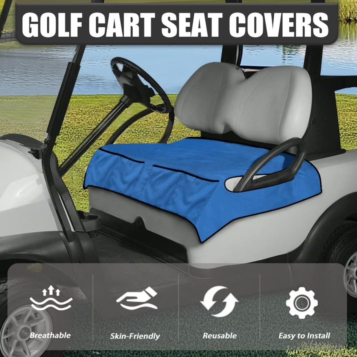 TOADDMOS blue seat cover anti-slip bottom preventing movement on rough roads