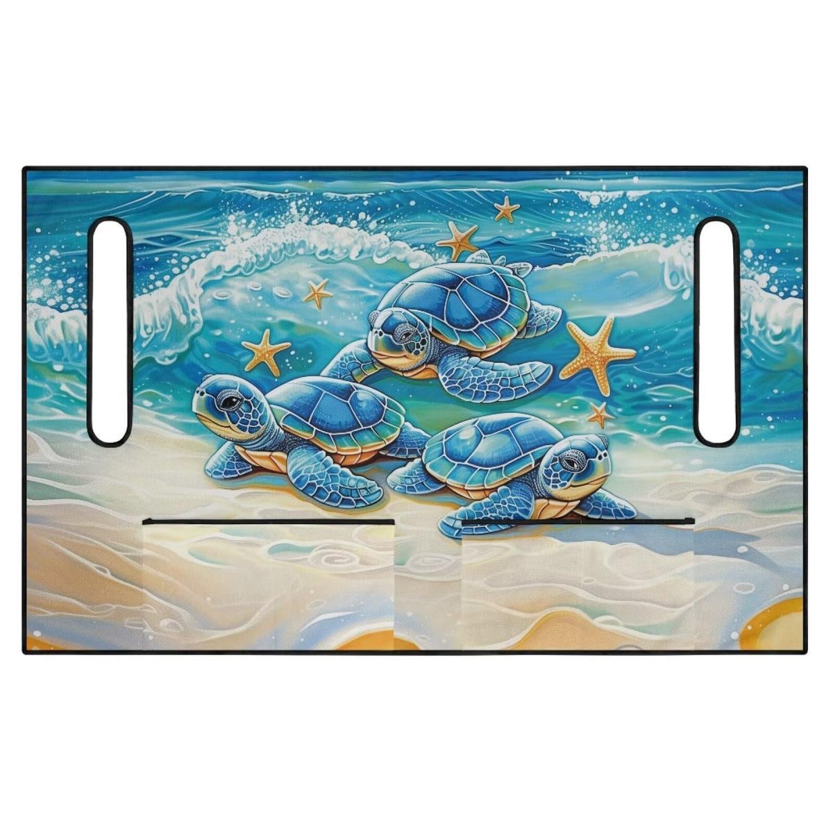 TOADDMOS Blue Sea Turtle seat cover on back seat; durable and stylish.