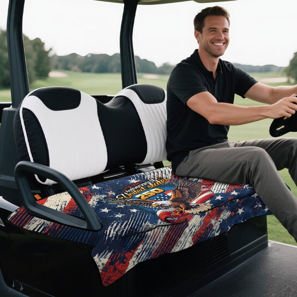 TOADDMOS breathable fabric seat cover keeps seats cooler on hot days.