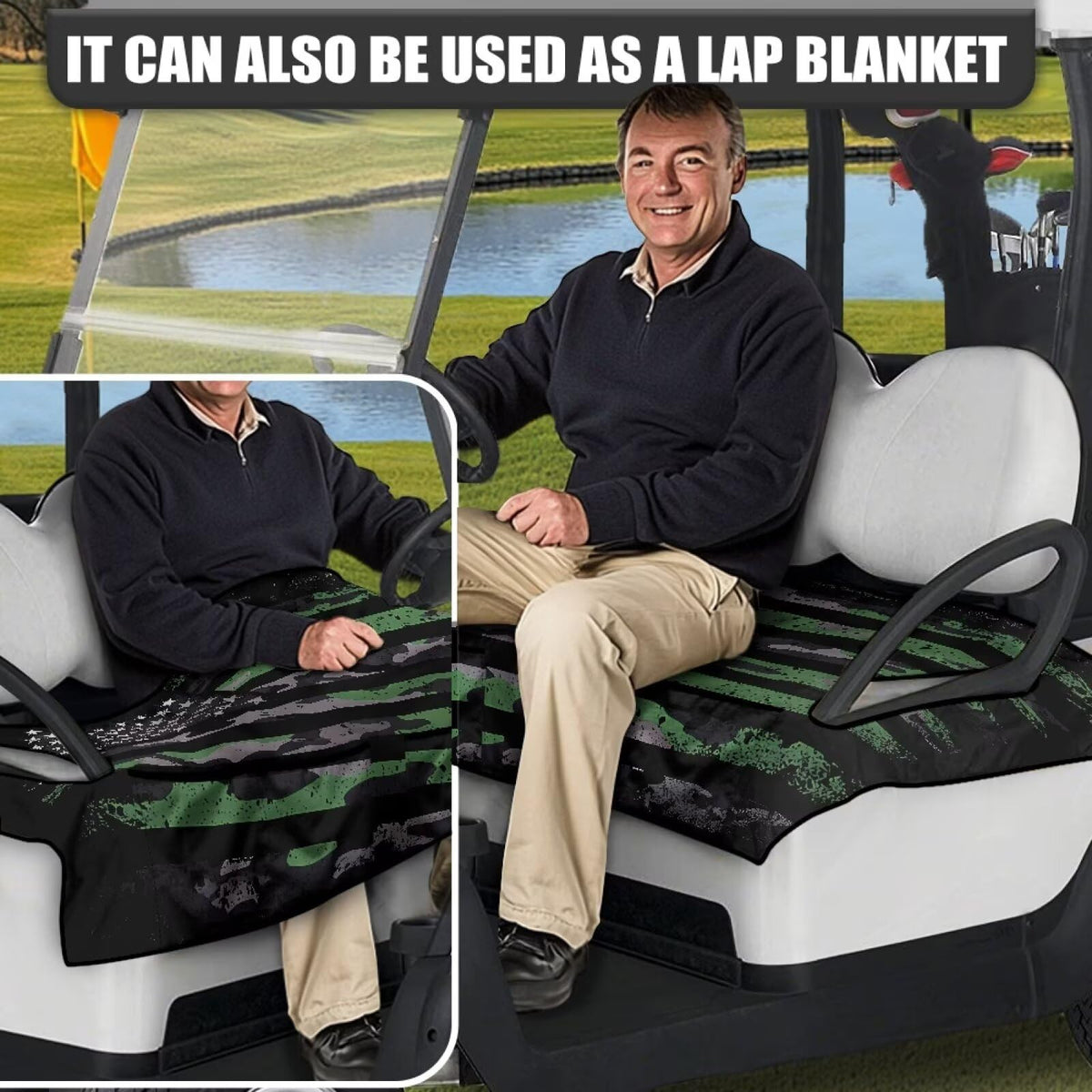 TOADDMOS camouflage flag seat cover anti-slip bottom stays securely in place.