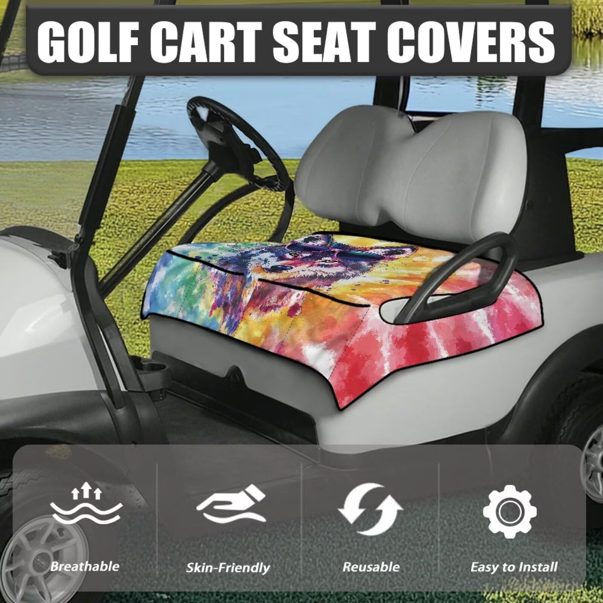 TOADDMOS seat cover with four pockets keeps golf gear organized