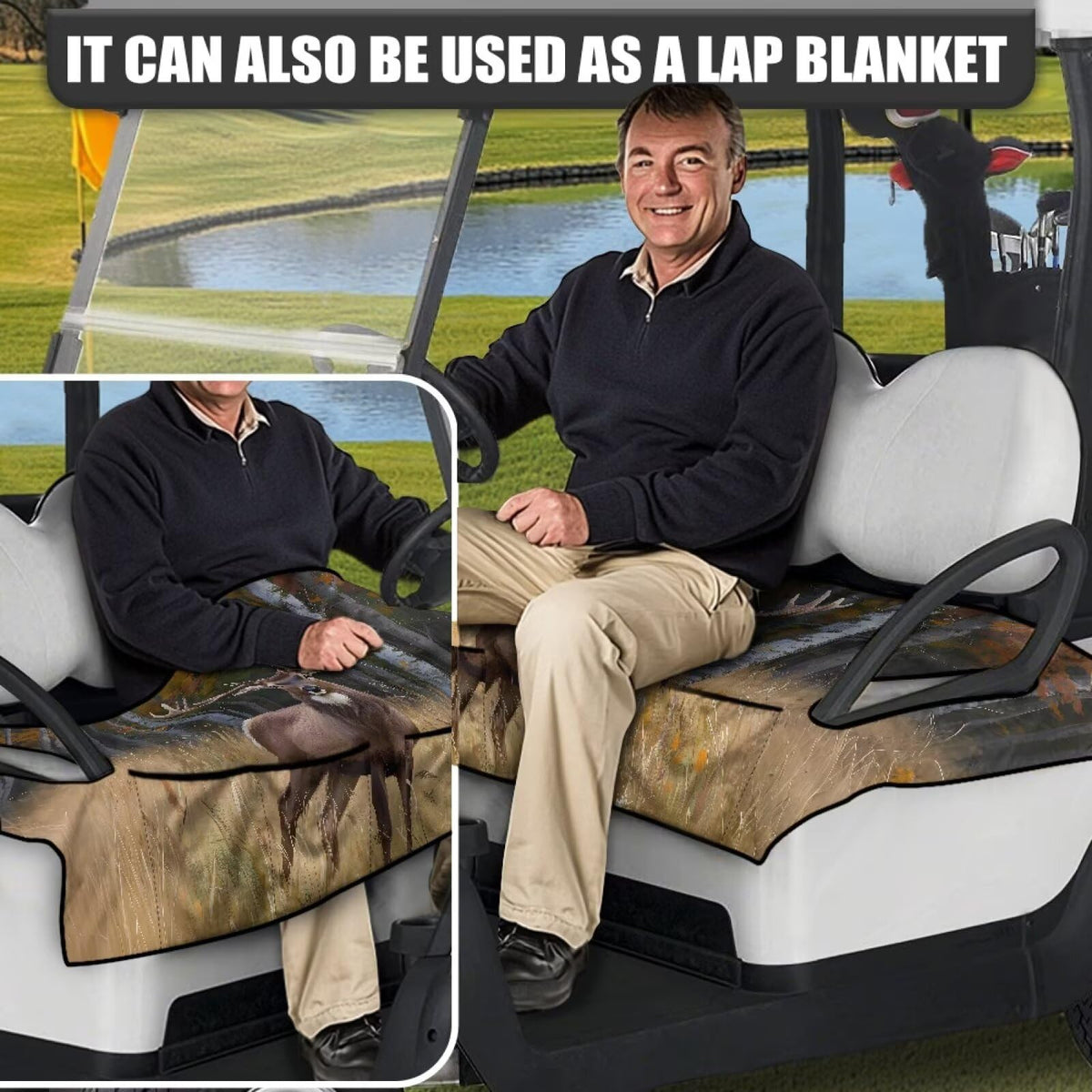 TOADDMOS deer camouflage seat cover anti-slip bottom on a cart surface