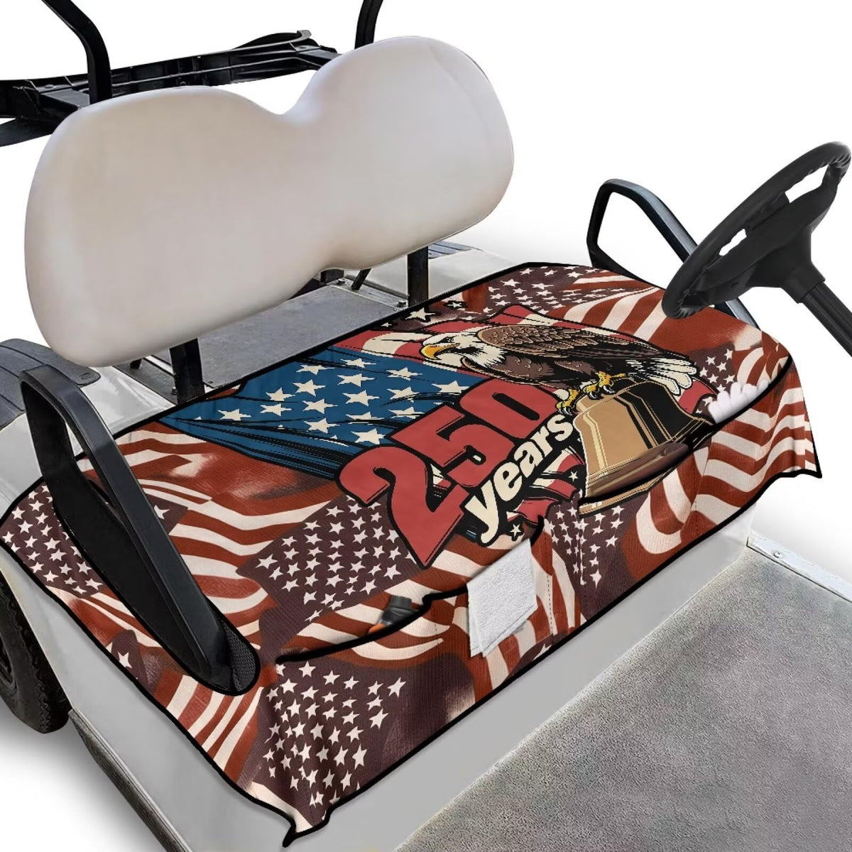 TOADDMOS front seat cover for two-seat carts offers a clean, comfortable surface.
