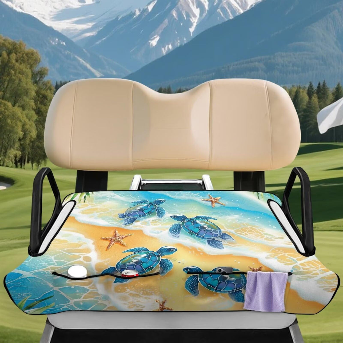 TOADDMOS seat cover with four pockets helps organize sunglasses and towels.