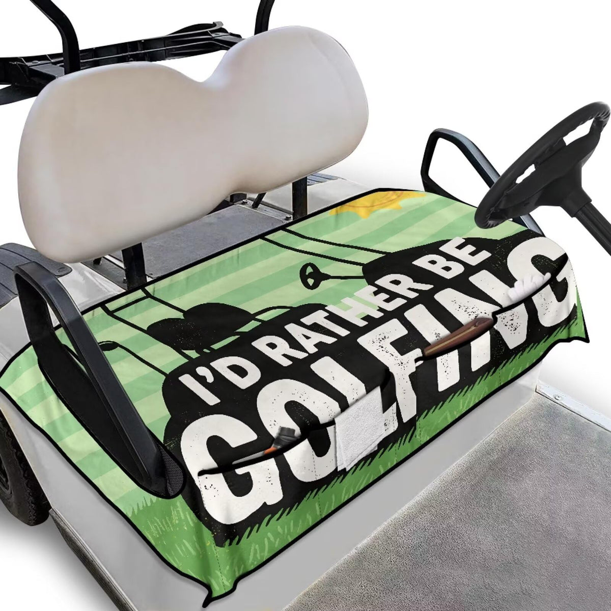 TOADDMOS golf cart seat cover with four pockets for quick-access items