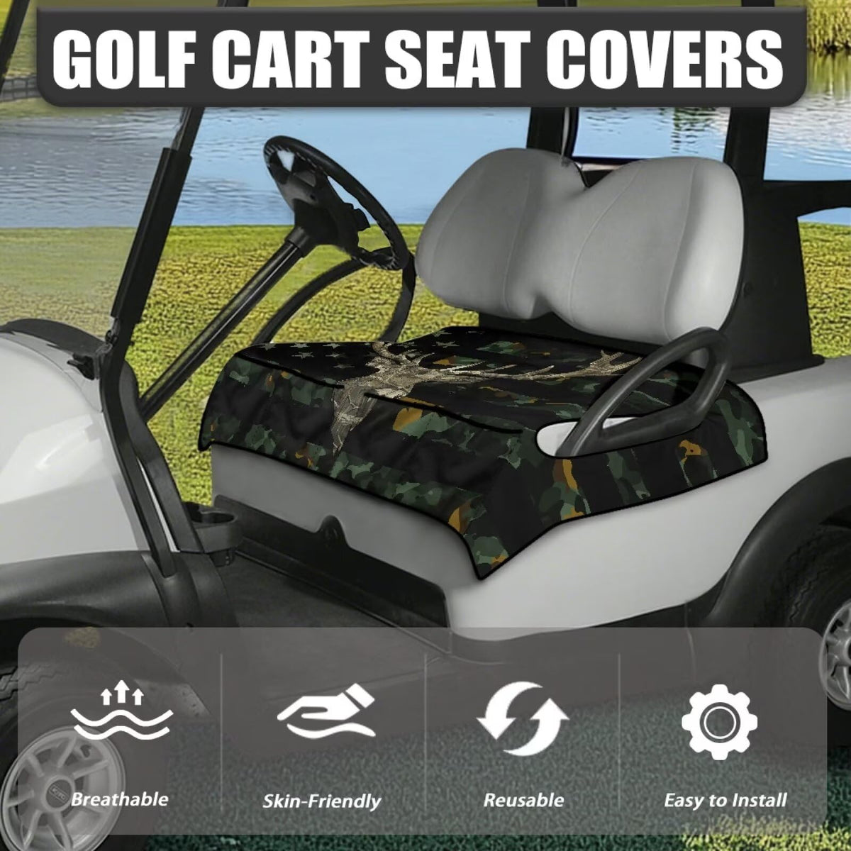 TOADDMOS golf cart seat cover pockets features four front pockets for essentials during rounds