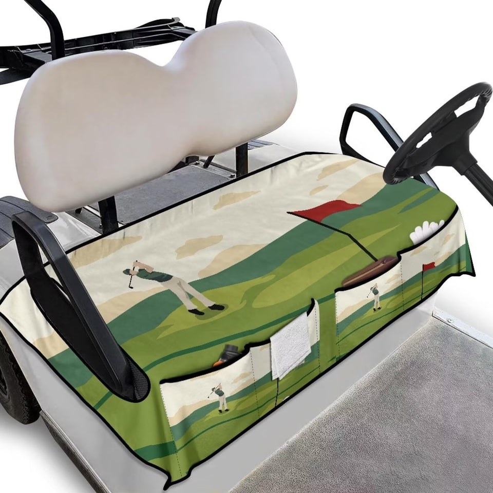 TOADDMOS golf cart seat cover front view demonstrates universal fit protection.