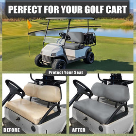 TOADDMOS gray golf cart seat cover bench installed on a two-seat cart