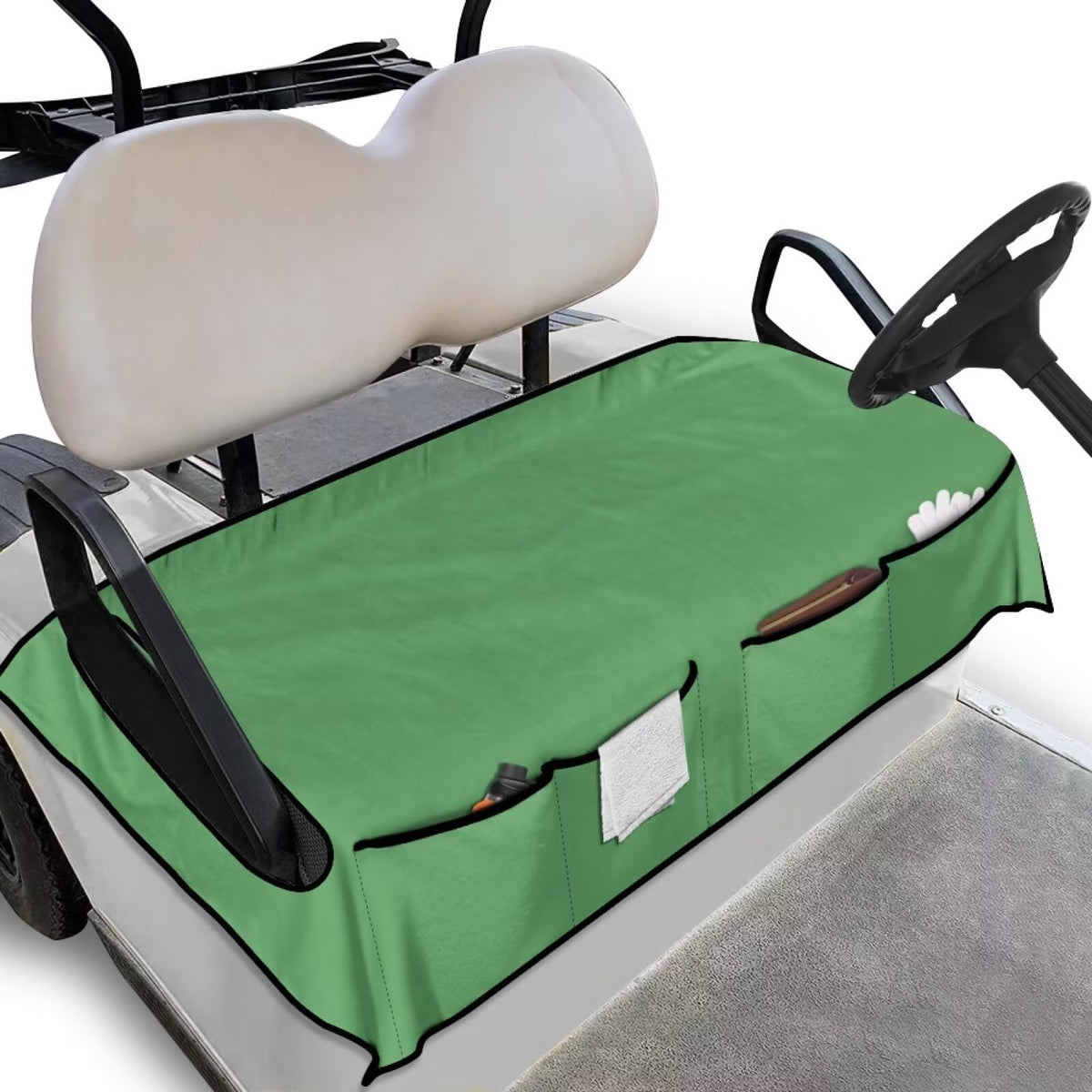 TOADDMOS green seat cover front view reduces heat buildup for a cooler ride