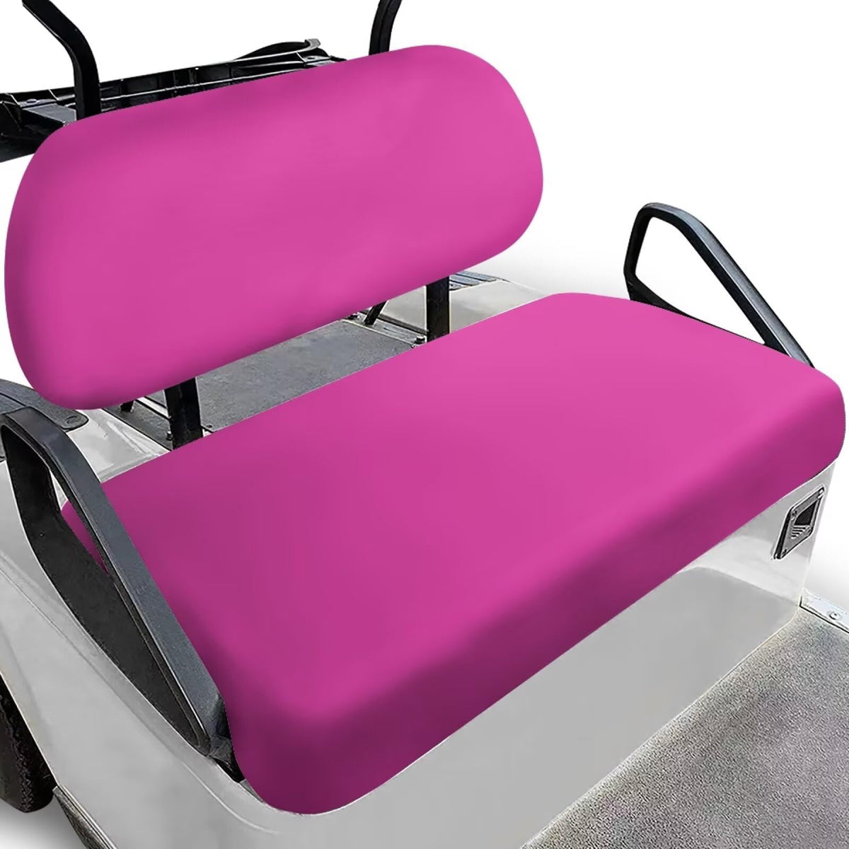 TOADDMOS hot pink seat cover on a golf cart seat improves grip and comfort.