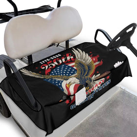 TOADDMOS orange seat cover with four pockets for organized storage on a two-seat cart