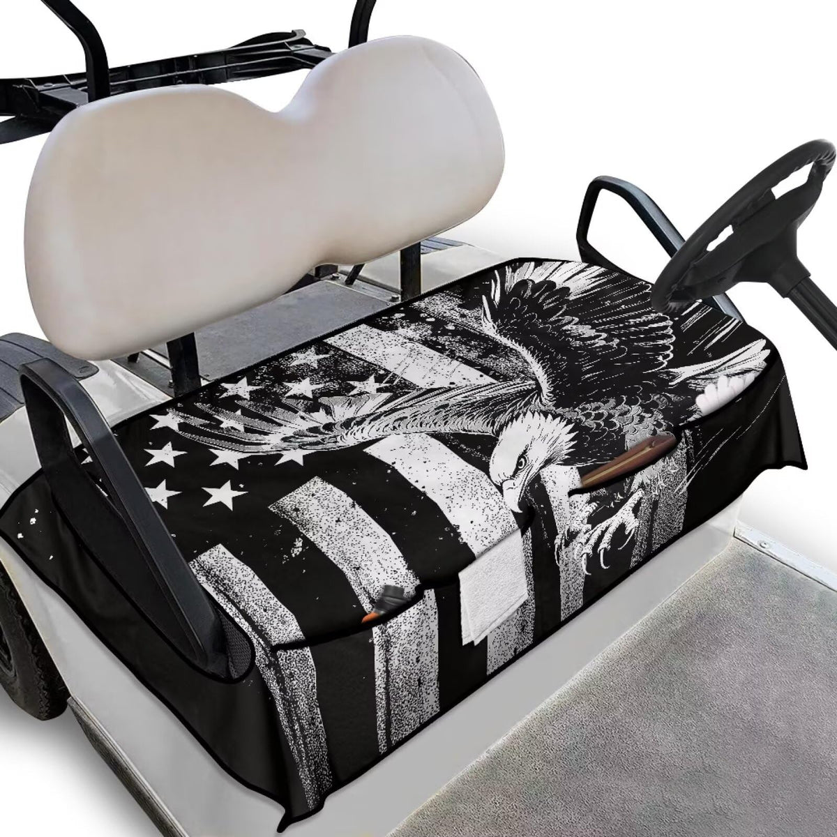 TOADDMOS patriotic eagle seat cover front view protects from sun and spills