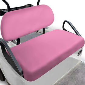 TOADDMOS pink golf cart seat cover on bench seat showing secure fit and comfort