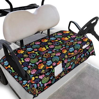 TOADDMOS Rainbow dog paw seat cover with front pockets protects seats from sun and spills.