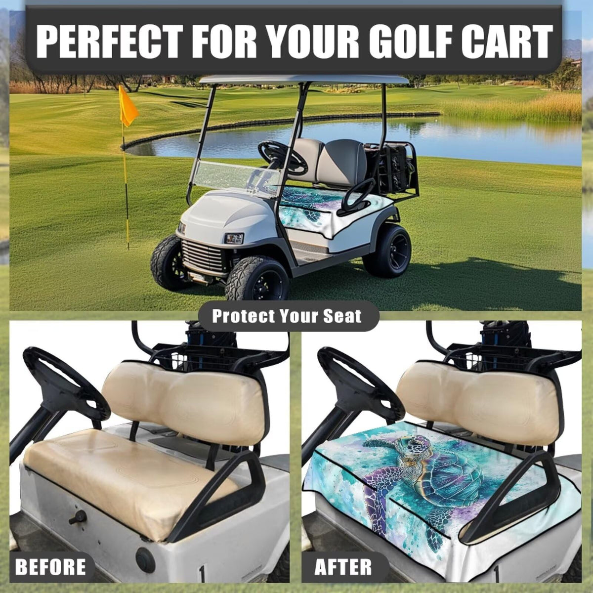 TOADDMOS Sea Turtle seat covers with anti-slip bottom staying in place