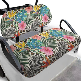 TOADDMOS tropical floral seat cover for golf cart protects seats and adds vibrant style.
