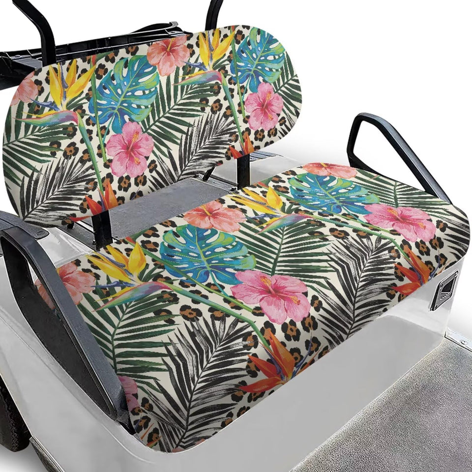 TOADDMOS tropical floral seat cover for golf cart protects seats and adds vibrant style.
