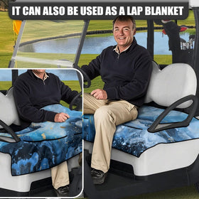 TOADDMOS Blue Marble seat cover fits most two-seat golf carts.