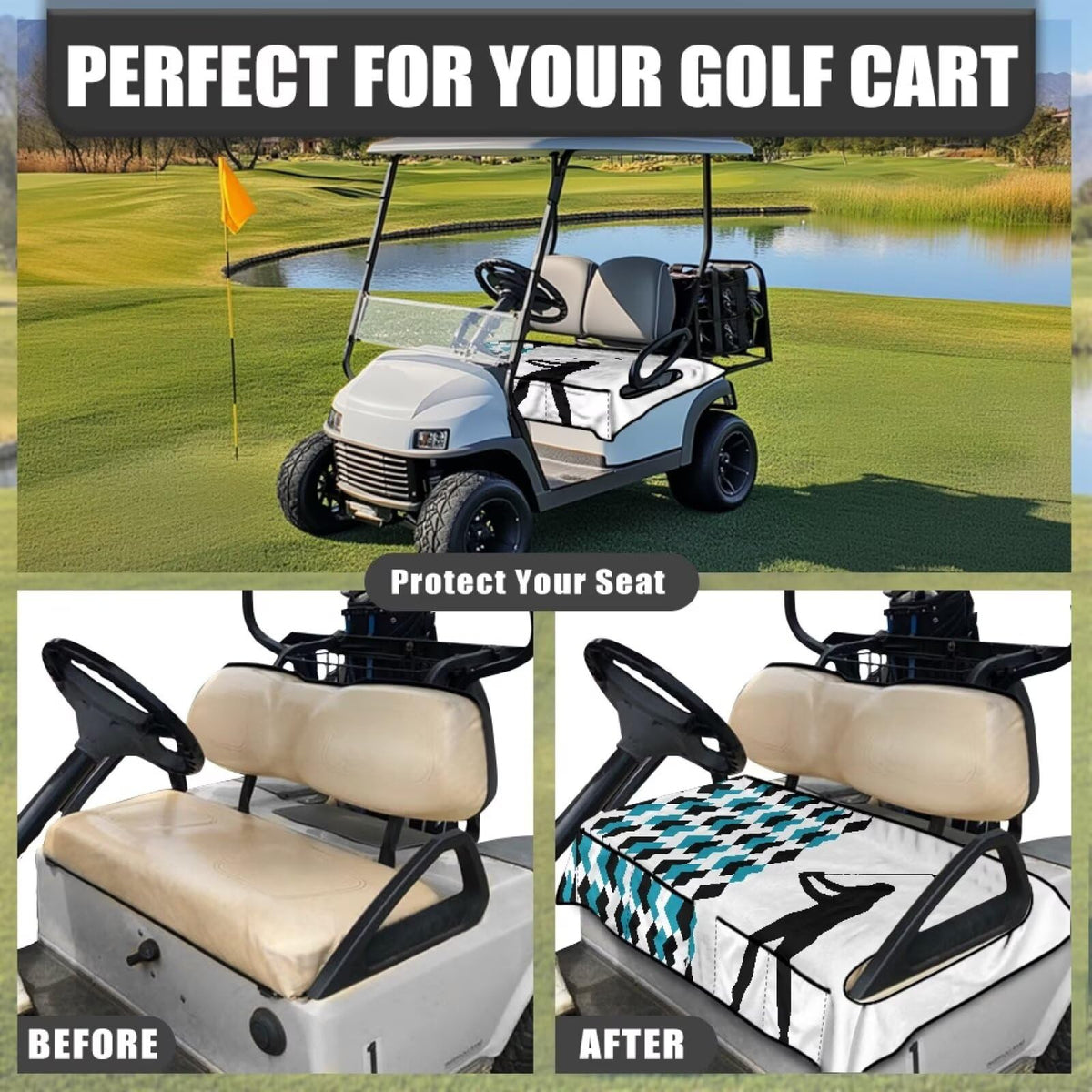 TOADDMOS two-seat cart protector inside golf cart interior
