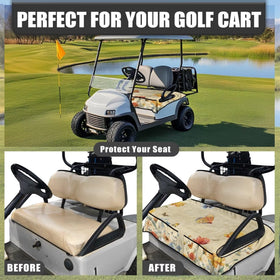 TOADDMOS universal-fit two-seat cart cover demonstrates compatibility across brands.