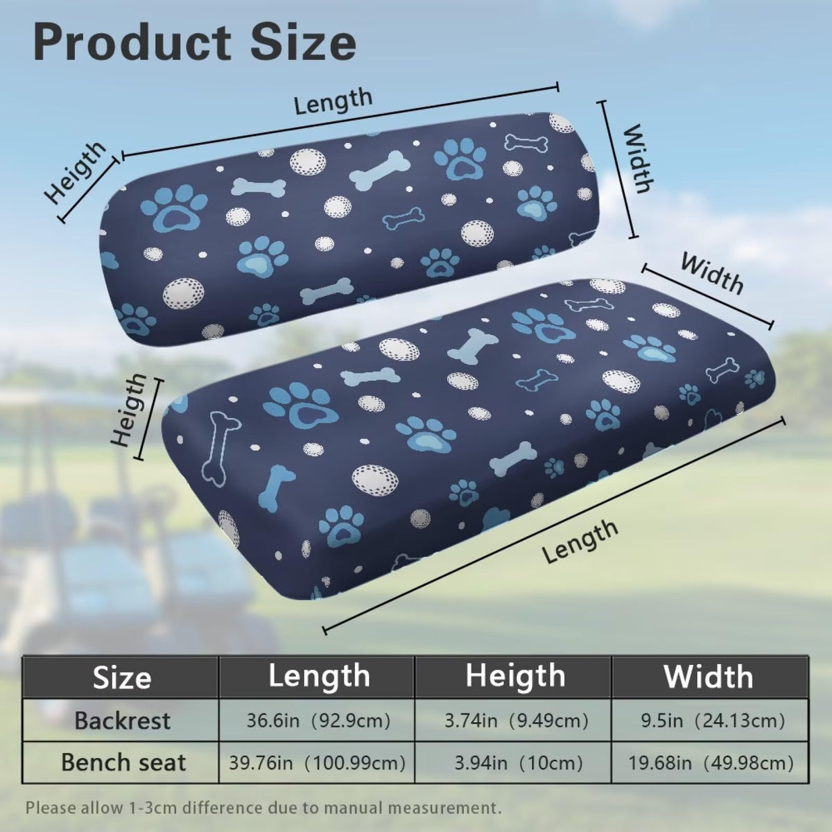 TOADDMOS universal two-person seat cover for most golf carts