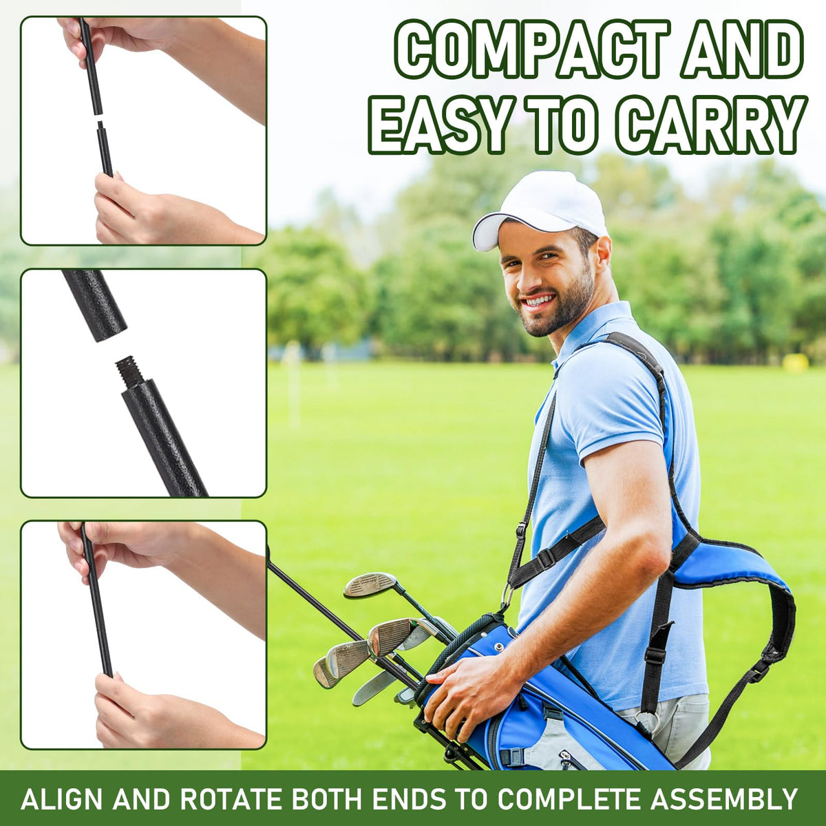 TOBWOLF durable metal stand highlights frosted coating protecting clubs.