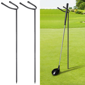 TOBWOLF U-shaped golf club holder assembled, back view showing sturdy support.