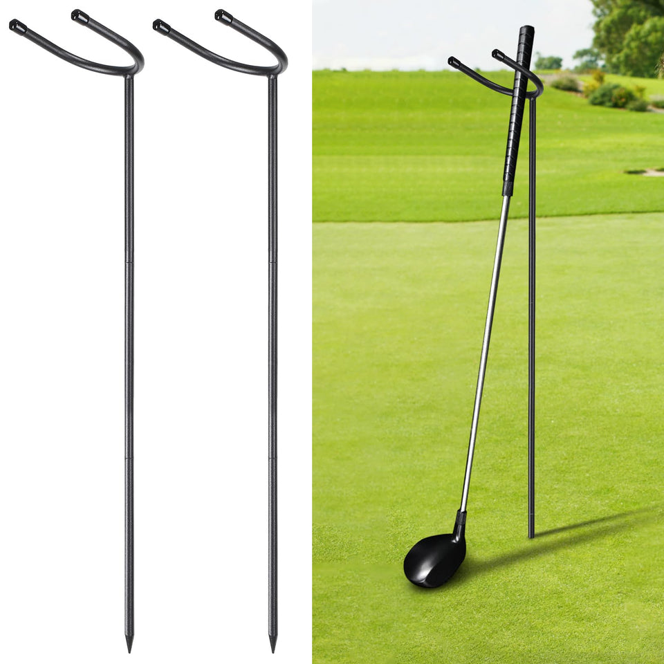 TOBWOLF U-shaped golf club holder assembled, back view showing sturdy support.