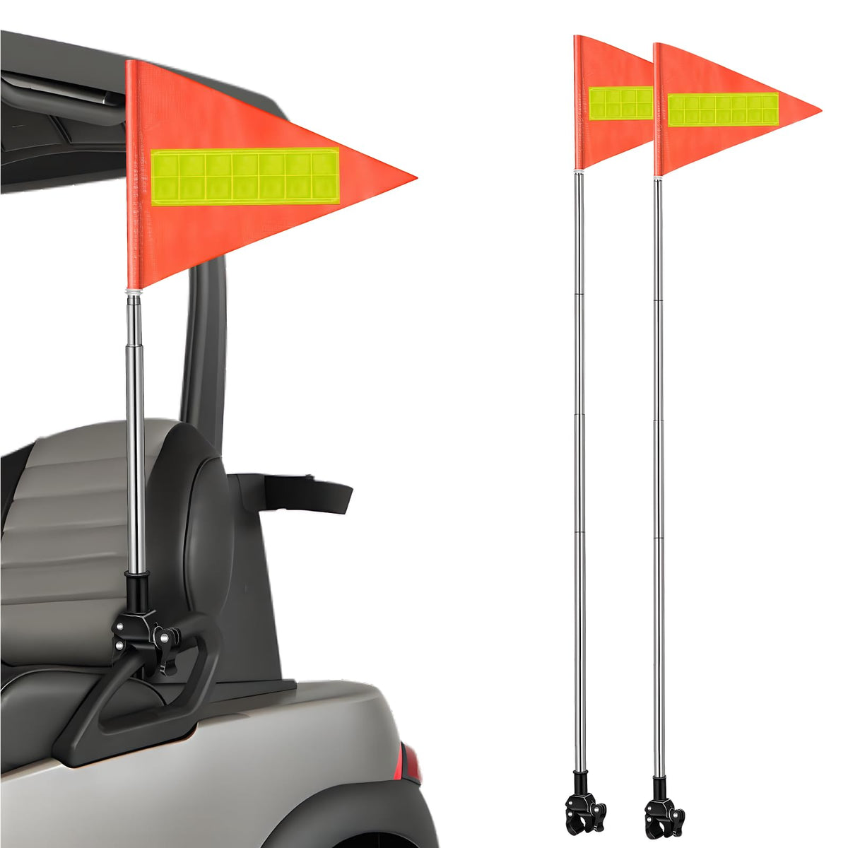 Toddmomy golf cart flag with reflective double‑sided surface improves visibility from all angles.