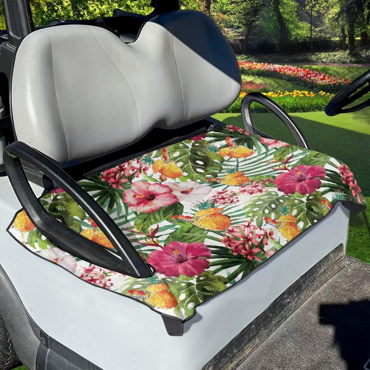 TODIYADDU hibiscus-pattern seat blanket enhances interior look while guarding upholstery.