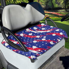 Tomeusey blue-red golf print seat cover front view protects seats and elevates style
