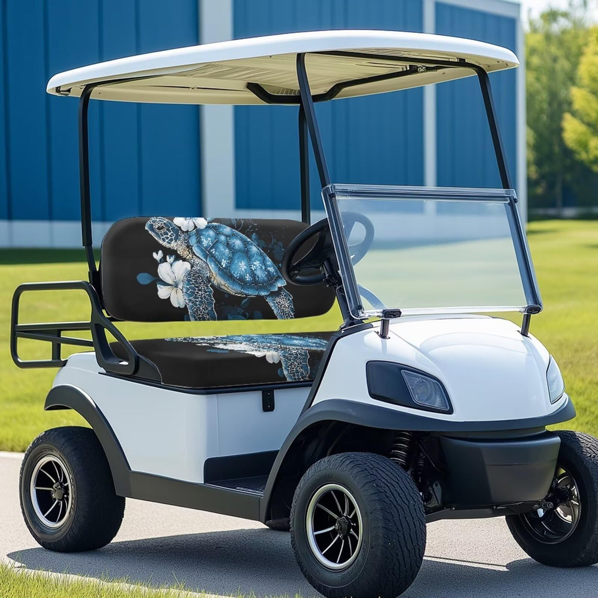 Heavy-duty waterproof fabric shields seats from spills and weather.