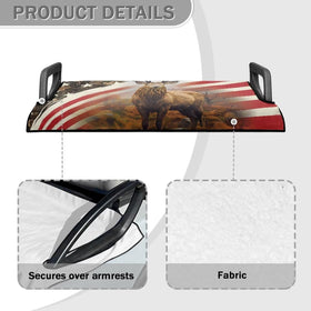Tomeusey USA flag deer seat cover mounted on a golf cart protects seats from wear.