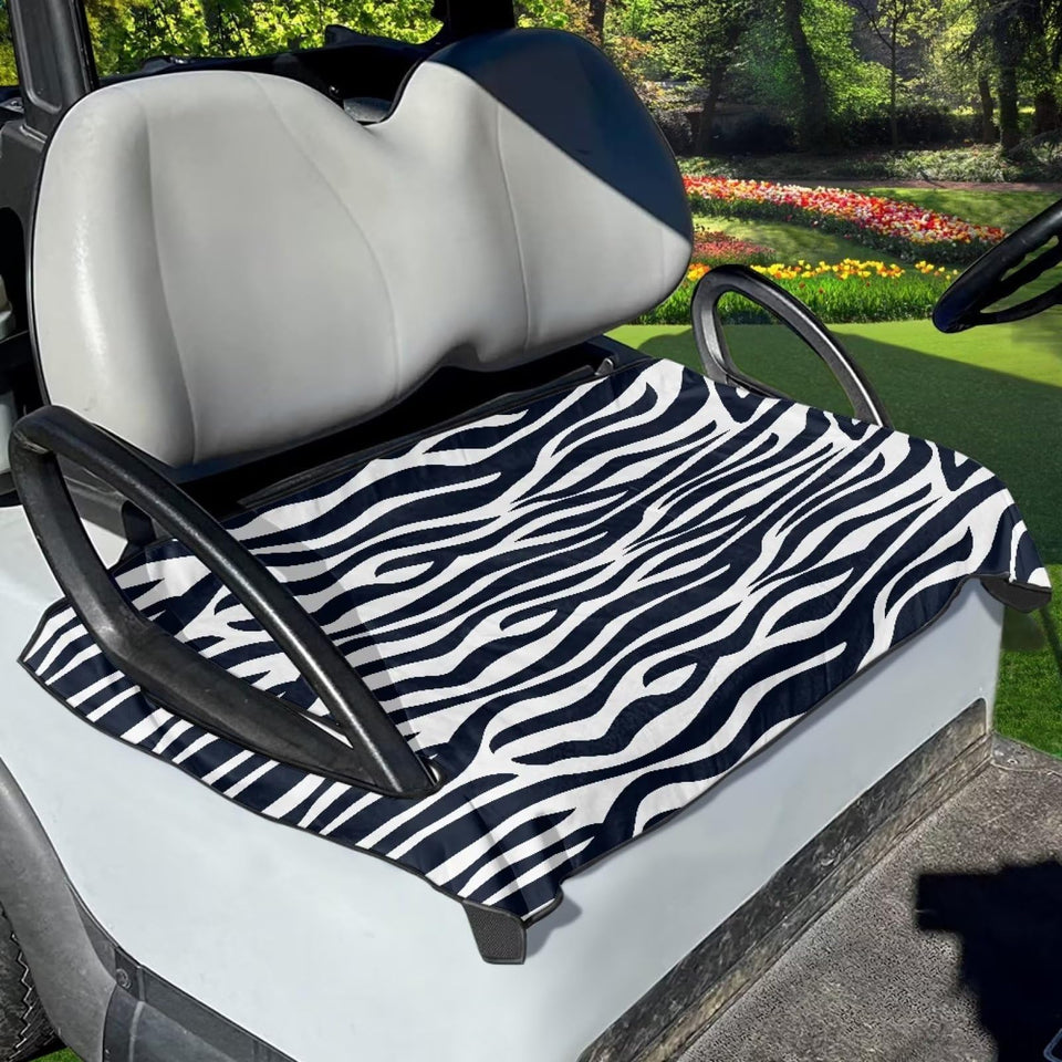 Tomeusey zebra stripe golf cart seat covers provide all-weather protection and comfort.