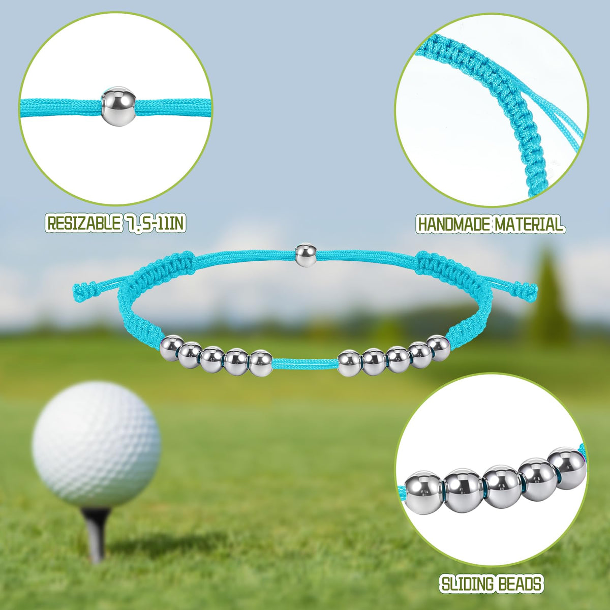 Tondiamo adjustable stainless steel golf score counter bracelet fits a range of wrists