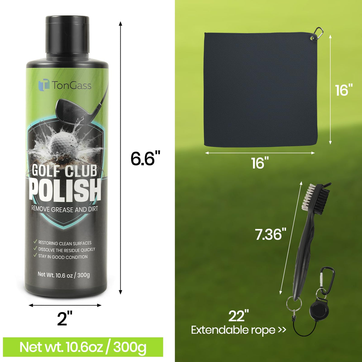 TonGass golf brush with groove sharpener cleans grooves effectively.