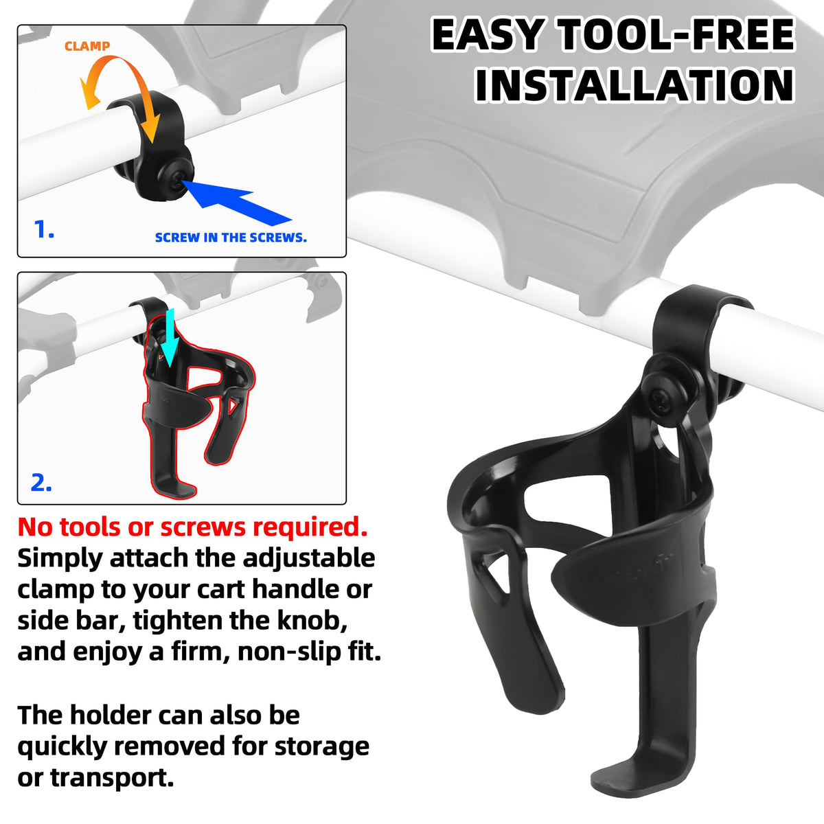 TonGass tool-free installation makes setup quick between holes.