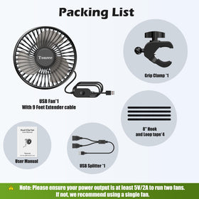 Tonree compact travel fan is ideal for car, home, and RV use.