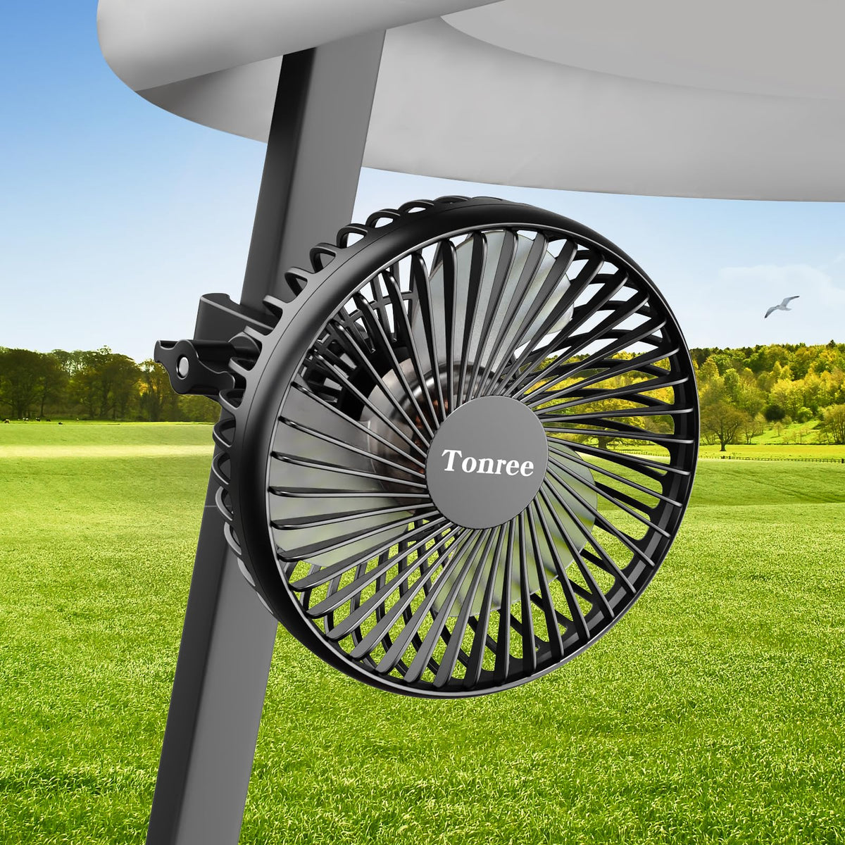 Tonree golf cart fan clip for easy mounting and cooling on the go.