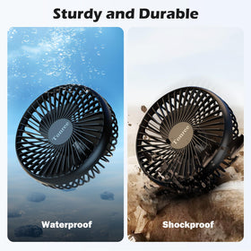 Tonree fan tilted to 360-degree tilt for adjustable airflow.