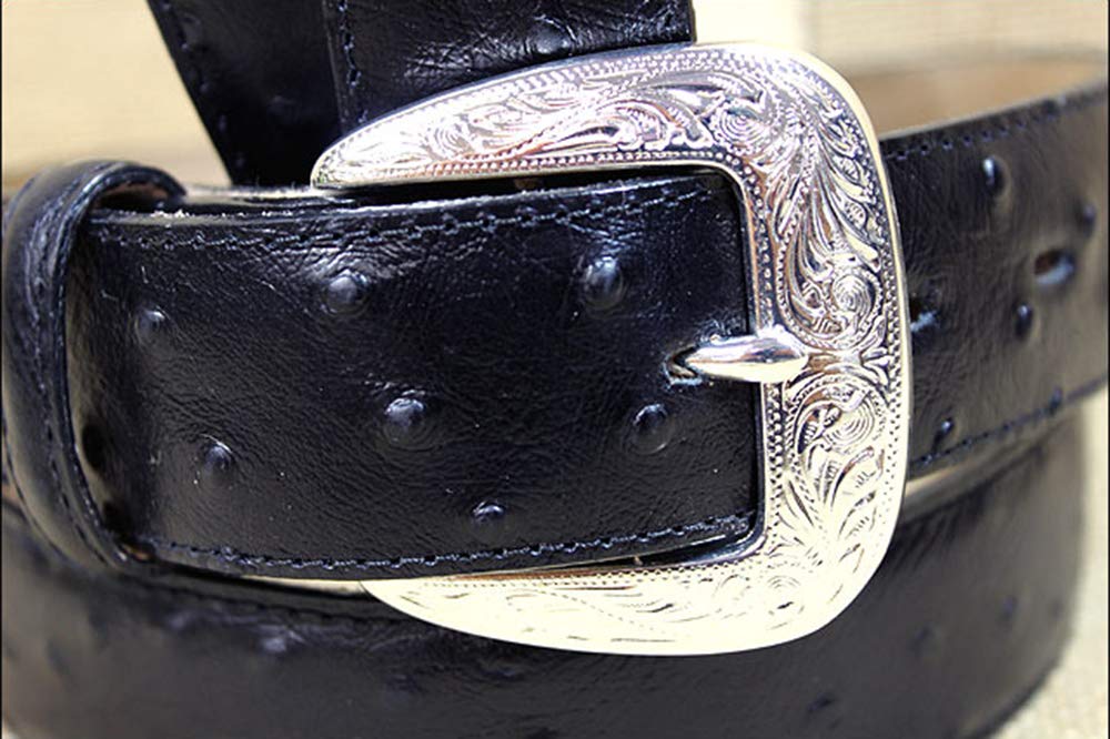 Tony Lama ostrich dress belt black 36 detailing and stitch work