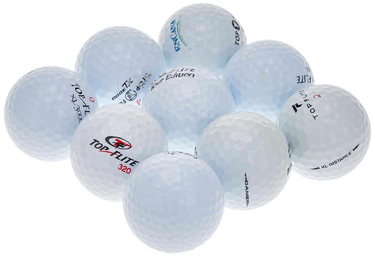 Top Flite used balls wear and discoloration indicate affordable practice options.